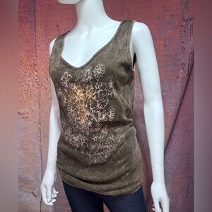 Floral Tie Dye Brown Yoga/Tank Top